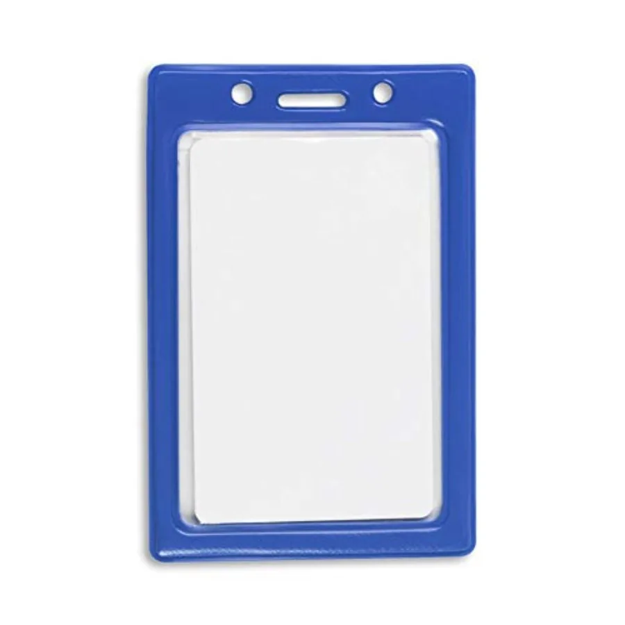 

Вертикальный цветной держатель для бейджей с предварительно перфорированным отверстием, размером с кредитную карту, для удостоверений личности, используется с ремешками, цепочками или клипсами для бейджей - Royal 5