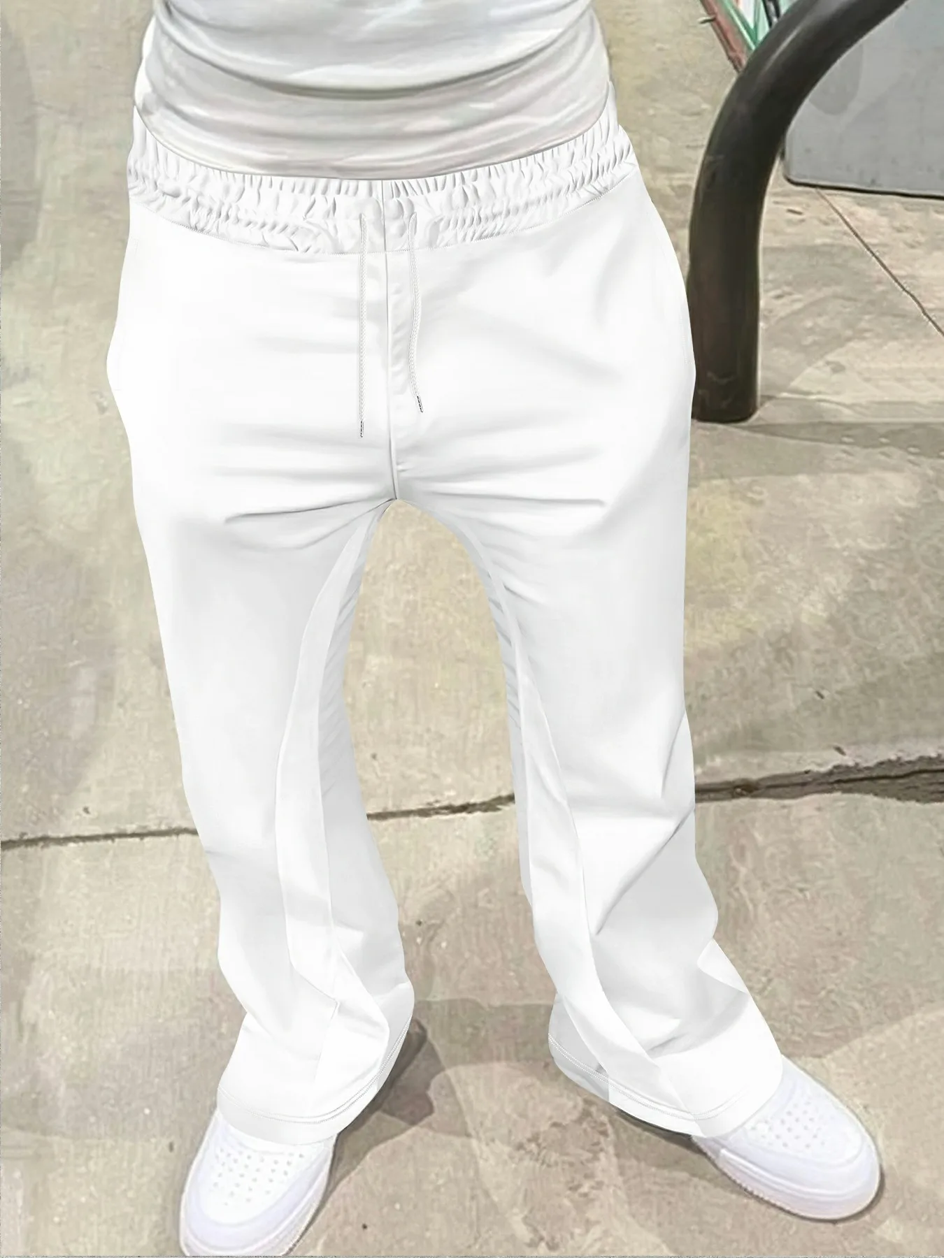 

Мужские повседневные уличные стильные модные модные слегка расклешенные черно-белые спортивные штаны с цветными блоками, мужские брюки