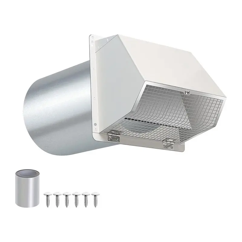 IALJ-Exterior Dryer Vent Cover 6 Inch Hooded Wall Vent With Screen And Damper For Range Hood And Kitchen Air Exhaust