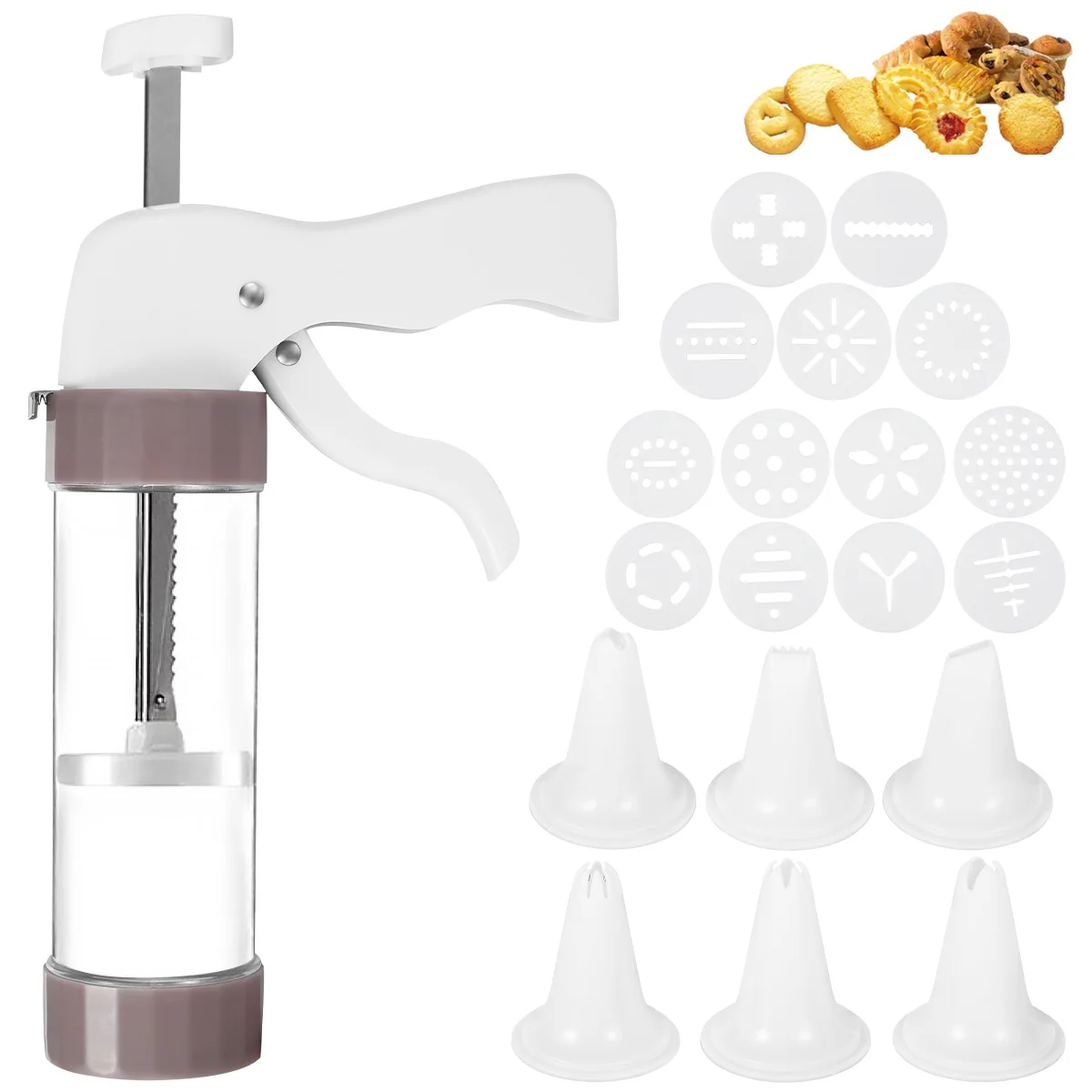 Cookie Press Gun and Icing Set Christmas Spritz Machine Churro Maker With 6 Pastry Tip 13 Discs Biscuit Mold Tool Bake Mold Tool