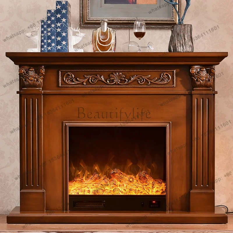LJY Natural Art Living Room Fireplace Cozy Rustic China Saving Living Room Cabinets Wood Corner Vetrina Esposizione Furniture Ho