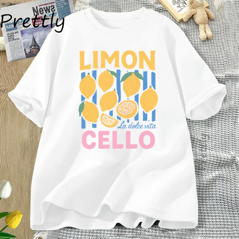 

Футболка Limoncello Summer Fuits La Dolce Vita Lemon Tee Ретро итальянская летняя футболка с графическим рисунком Y2k Одежда с коротким рукавом унисекс