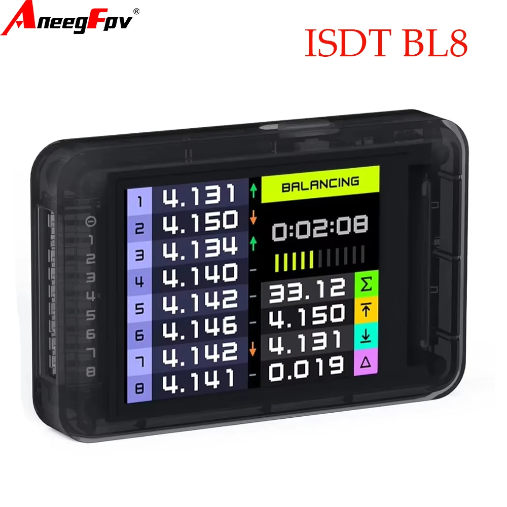ISDT BL8 Smart Battery Monitor  Wide-View Angle Color Screen Compatible with Multi-Platform App Control Supports 2S-8S Batteries