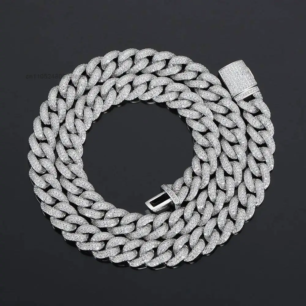 Redleaf Jewelry 925 Sterling Silver Necklace 16 Inch Vvs Moissanite Diamonds 18mm Cuban Link Chain