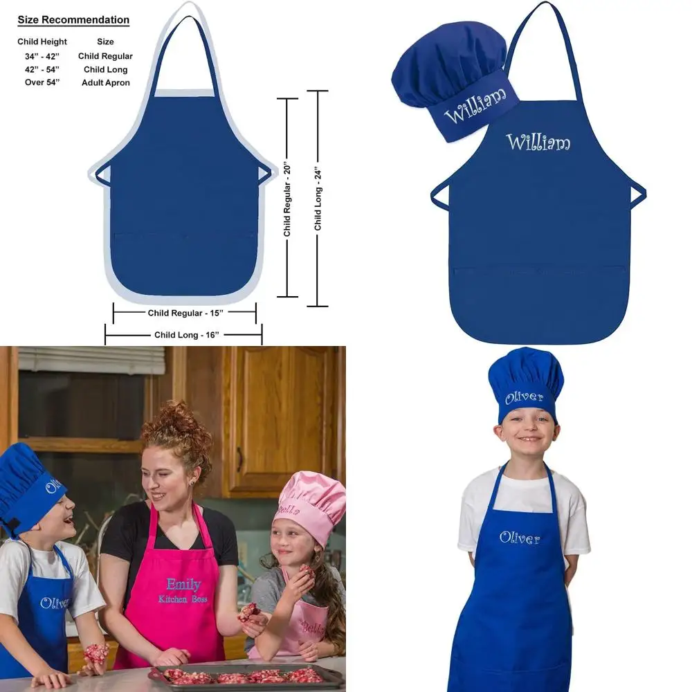

Custom Embroidered USA-Made Child Apron and Hat Set for Toddlers and Kids