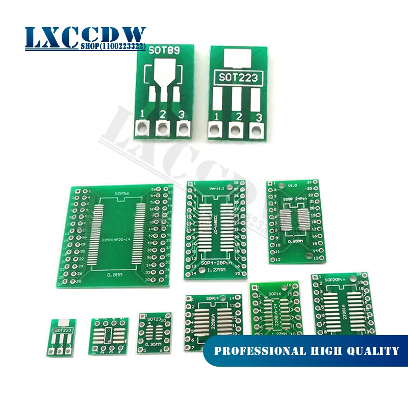 Placa de transferência DIP Pin Board Pitch Adapter, TSSOP14 SOP-14 SOP-14 para DIP14 PCB, 10pcs