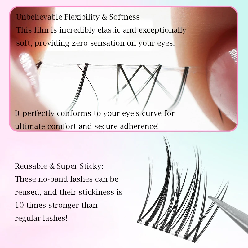 Keine Kleberwimpern „No-Band“Kleberfreie Sonnenblumen-Kunstwimpern mit superklebendem Streifen Manga Falsche Wimpern Koreanisches Make-up