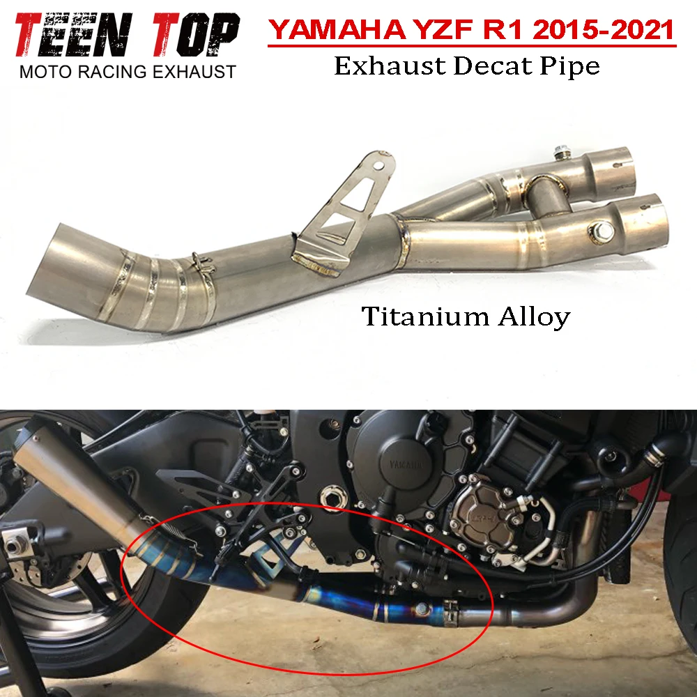 Titanium Alloy Exhaust Middle Link Pipe For Yamaha R1 2015-2021 Decat Pipe 60.5mm Mid Connection Pipe Slip On Exhaust Elbow