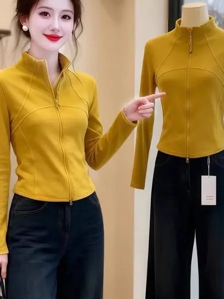 

Свободный крой, длинный рукав, с молнией, повседневный стиль, большие размеры, женская рубашка, дизайн с двойной молнией, модный топ, корейский стиль