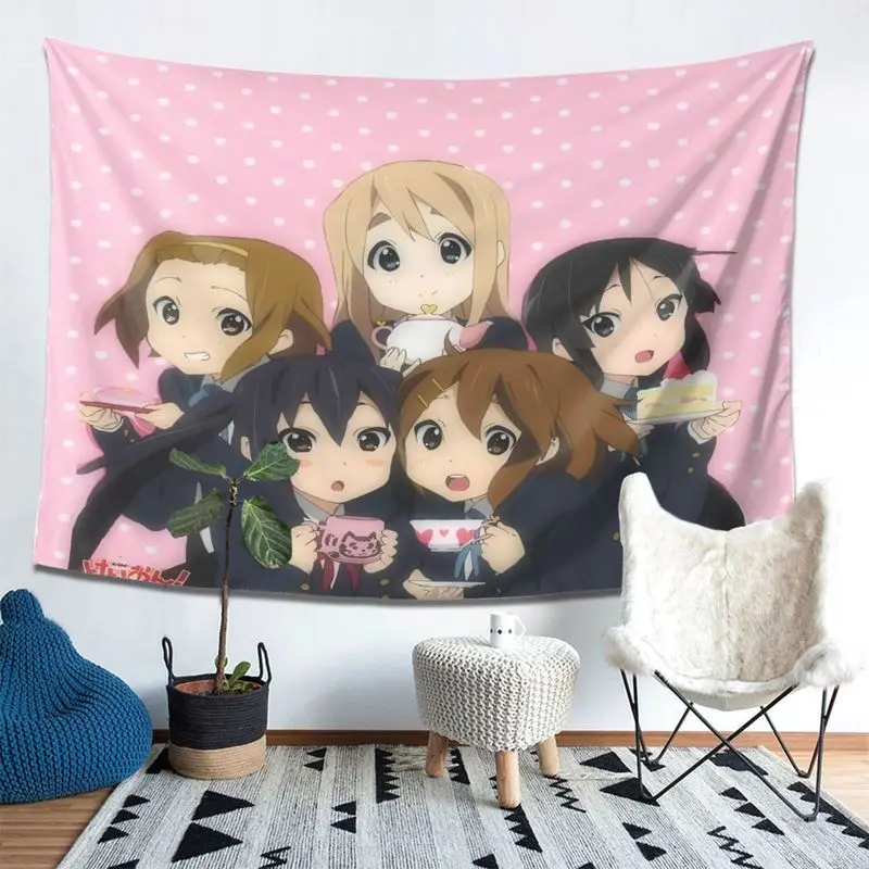 VIKAMA Pink Wave Dot Light Tone Girl All Japanese Animation Tapestry Wall Hanging Home Decor for Bedroom Living Room anime