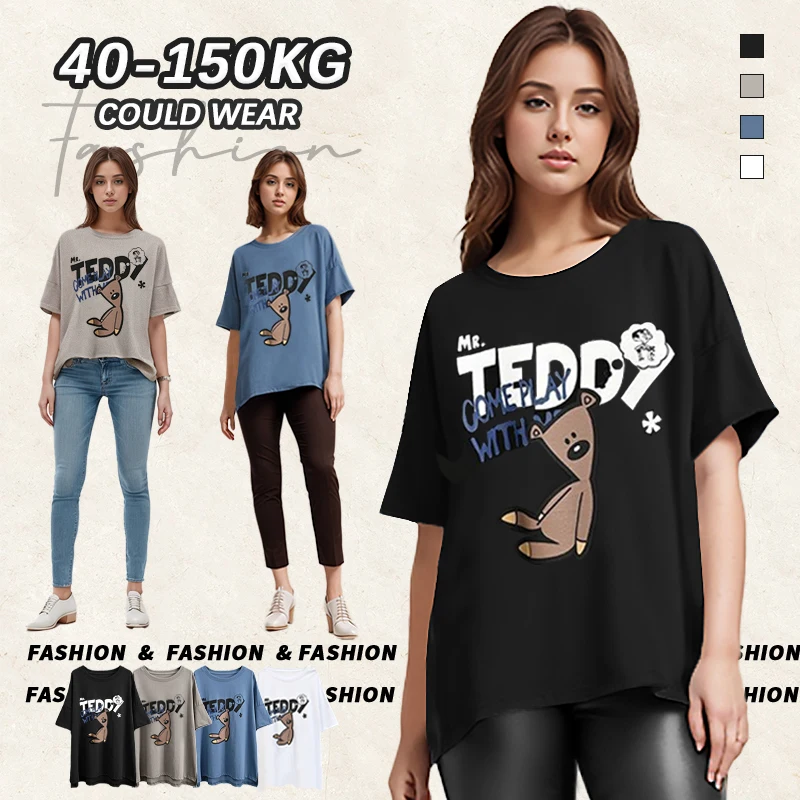 

【Plus Size】(40-150kg) Oversize women t shirt short sleeve plus size t shirt fashion loose big size tops