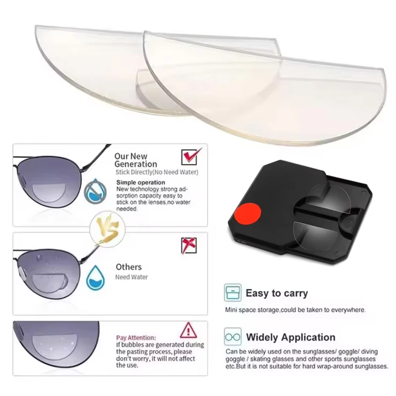 Liquid Silicone Bifocal Reading Lens 2 Pcs Stick-on Presbyopic Lenses Magnification Reusable Bifocal Reading Lenses Readers