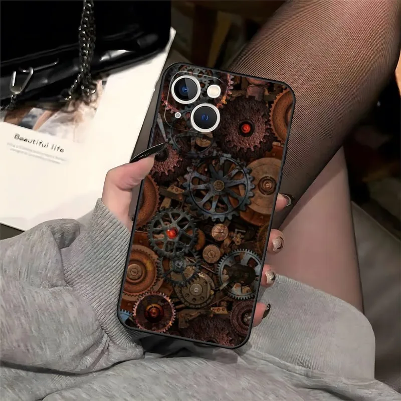 Steampunk Gear Mechanical Phone Case For Iphone 14 13 15 Pro Max 12 11 Xr X Xs Mini 6 7 8 Plus Se 2022 2020 Shockproof Cover