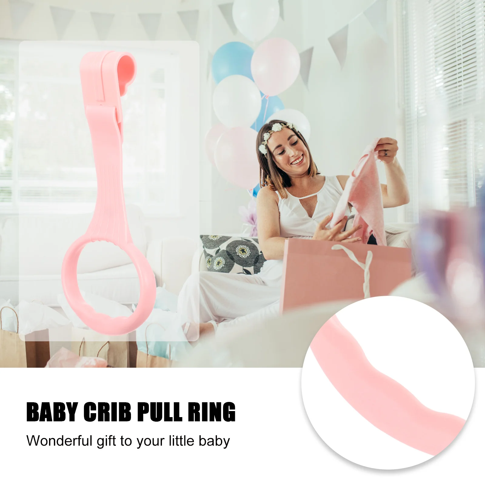 Children's Bed Pull Ring Baby Play and Learn Tool Nursery Rings Crib Stand Infant Pp Toddler Hand