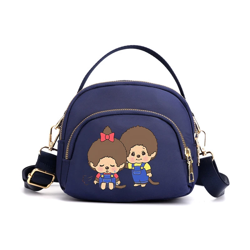 Bolsas Transversais Femininas MONCHHICHI, Bolsa de Ombro com Zíper de Desenho Animado, Mini Bolsas Multifuncionais para Mulheres