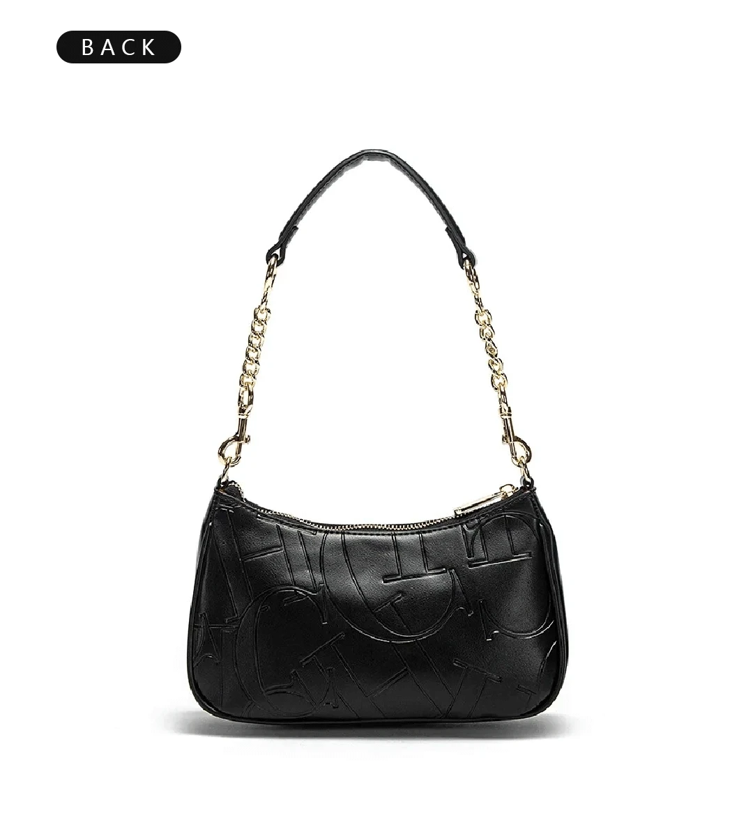 CH Luxus Monogramm Geprägte Unterarmtasche für Damen Ketten-Umhängetasche Vintage Reißverschluss Alltägliche Schulterhandtasche – Detail 4