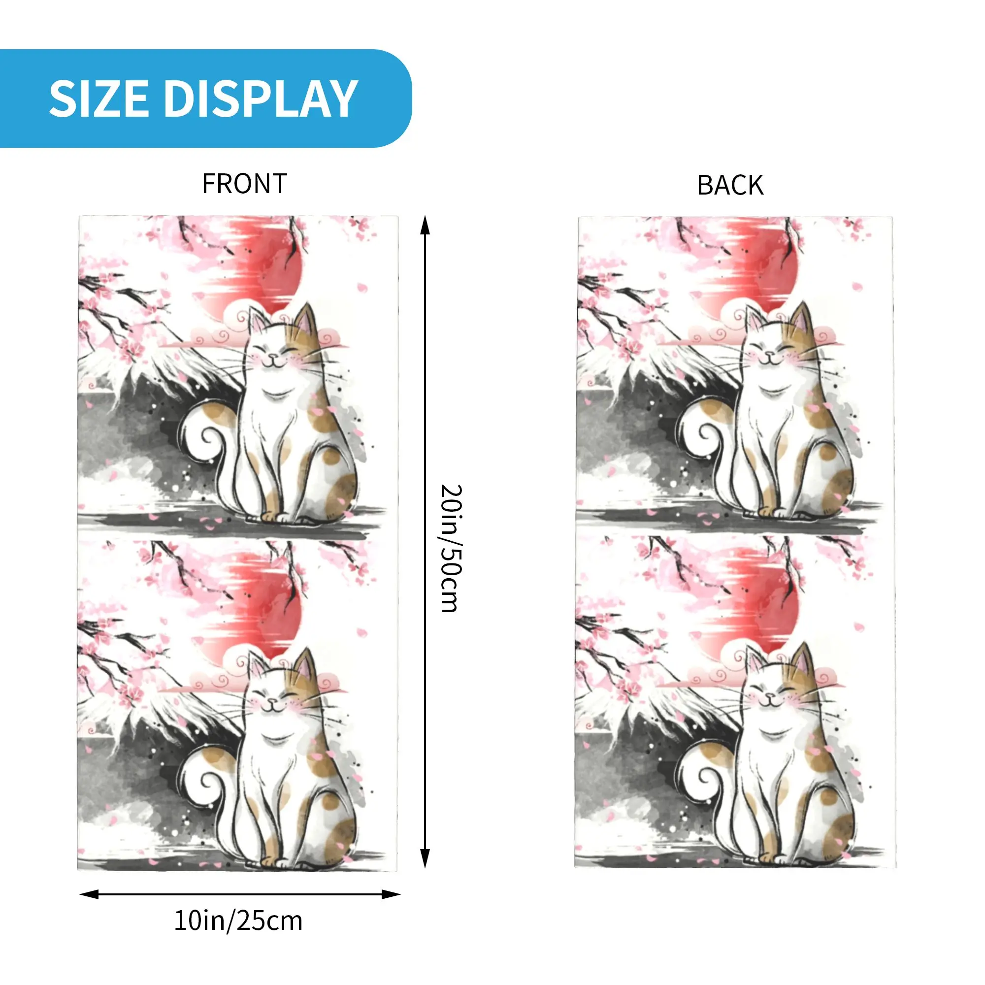 Custom Japanese Sakura Cute Cat Neck Gaiter Men Women Windproof Winter Floral Flower Bandana Scarf for Cycling