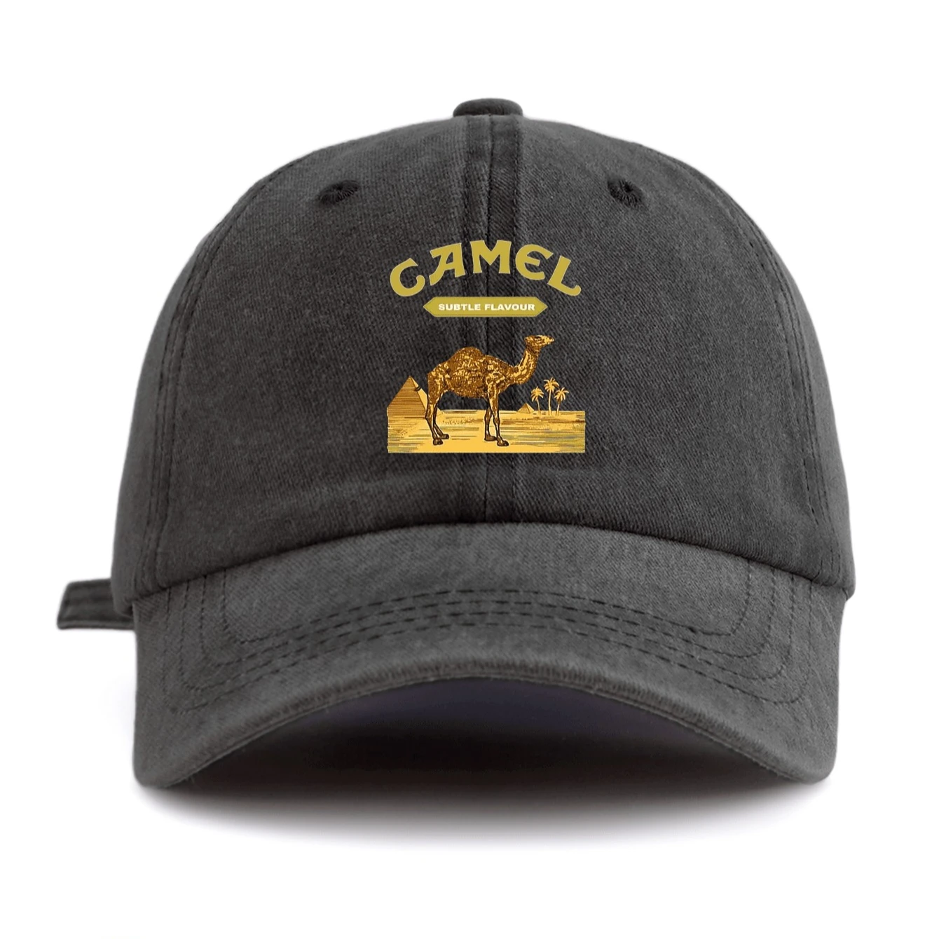 1 Pc CAMEL Print Washed Baseball Cap, Classic Casual Stylish , Perfect Gift For Grandpa Families And Friends