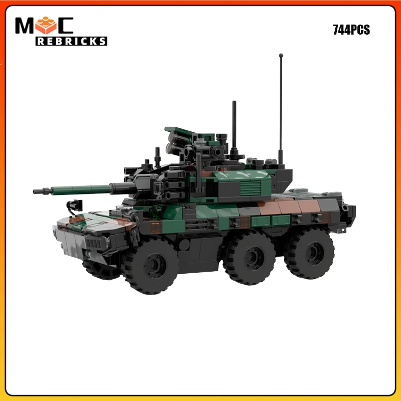 MOC Military Jaguar EBRC Armored Reconnaissance Combat Vehicle Wheeled Tank Army DIY Building Blocks Bricks Toy Model Gift