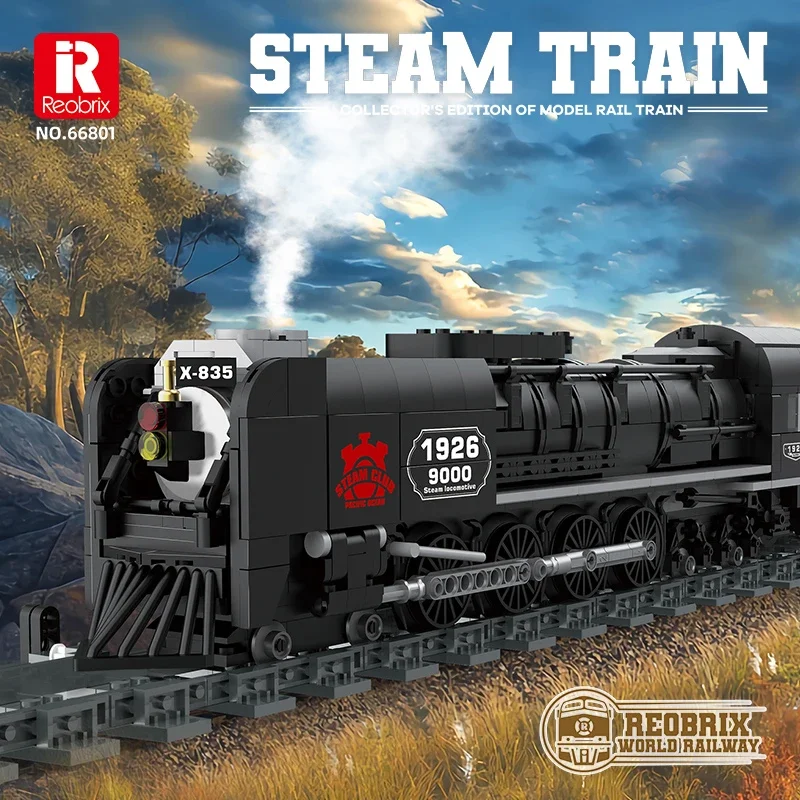 1546PCS MOC Pacific Railway 9000 Steam Train Building Blocks Bricks Assembling Model DIY Toys for Boys Kids Birthday Gifts
