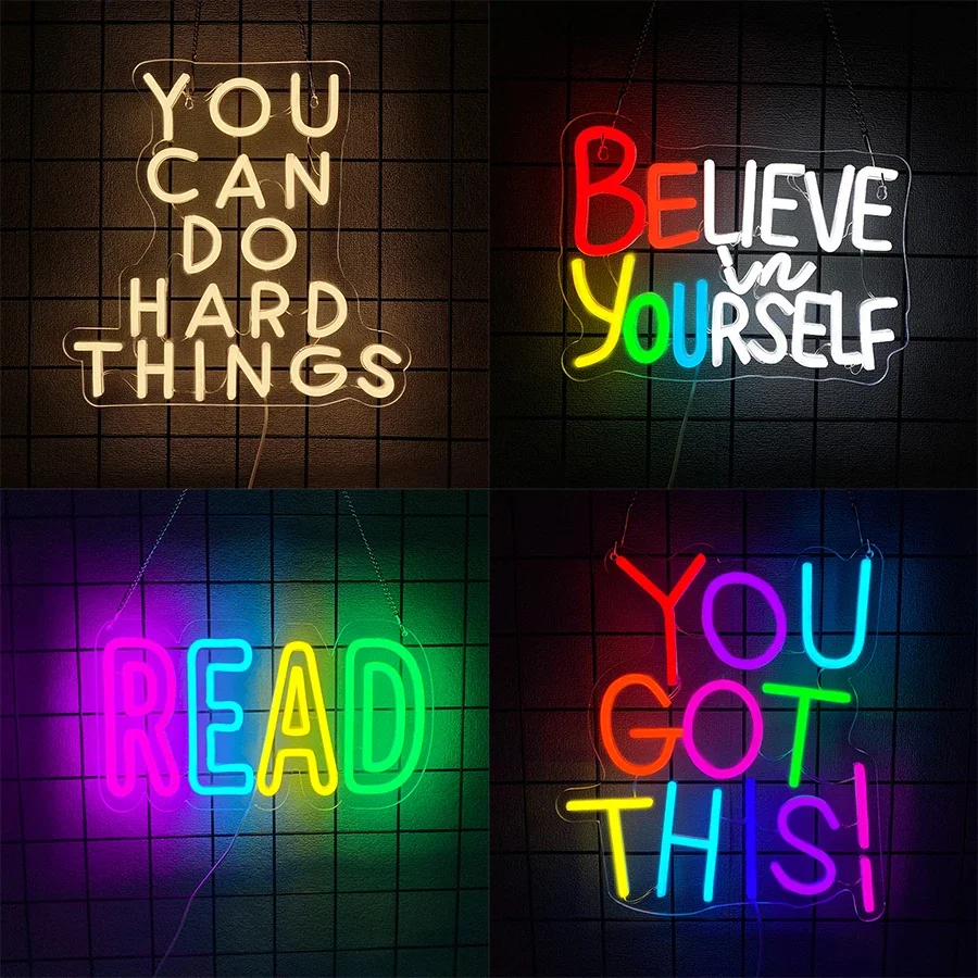 

Inspirational Letter Light Icons, Usb Powered, Used For Room, Library, Classroom Art Decor，Learning Quotations Led Neon Signs