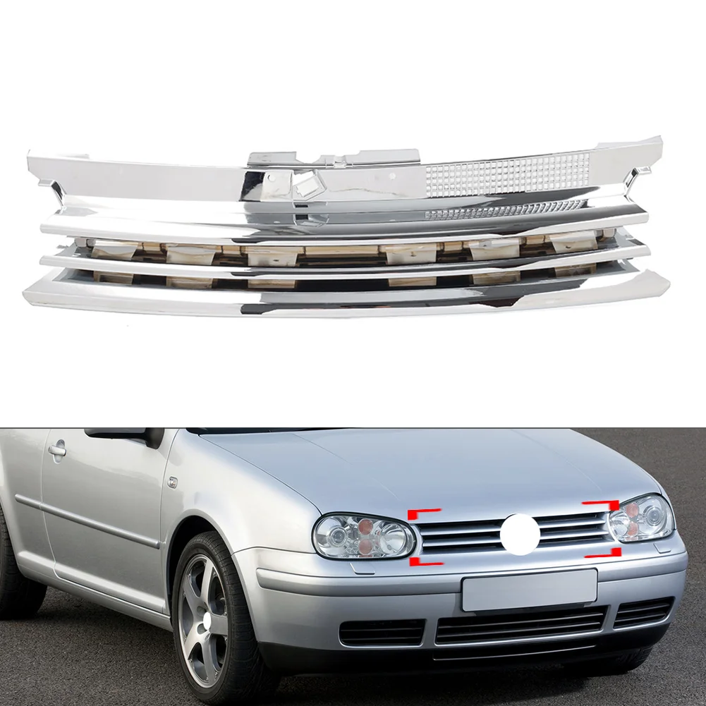 Chrome Car Front Bumper Hood Grille Grill Accessories For VW Golf GTI R32 MK4 1999 2000 2001 2002 2003 2004 2005 2006