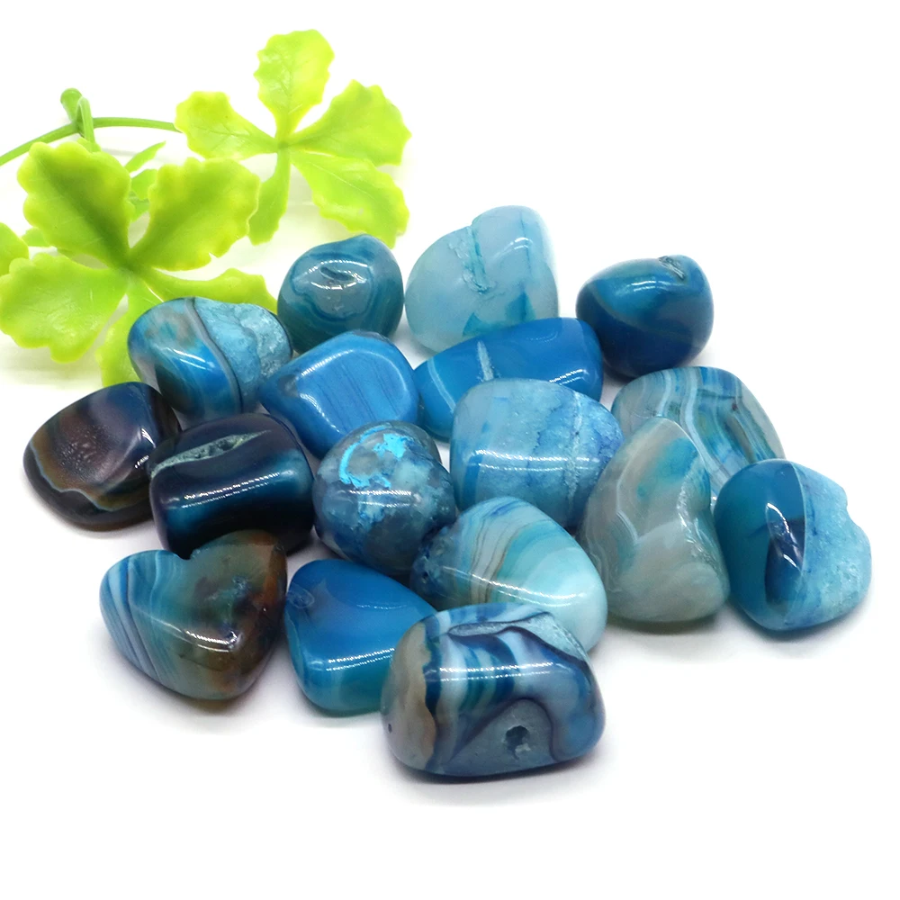 Blue Striped Agate Stone Crystal Gemstone Collectibles Rock Mineral Specimen Healing Stone Home Room Decoration for Fish Tank