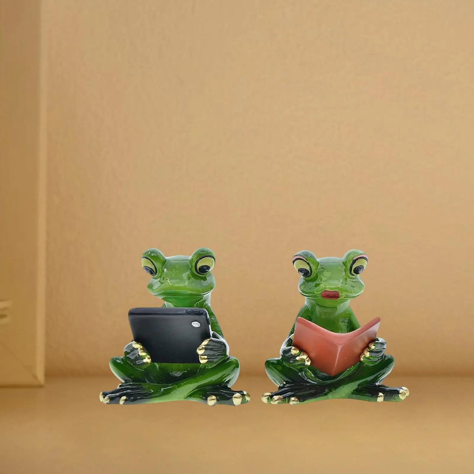 Reading A Book Frog Statue Housewarming Gift Unique Tabletop Centerpiece Collection Frog Sculpture for Lawn Yard Outside