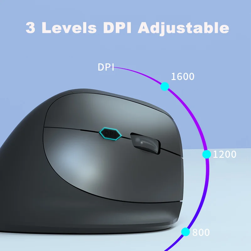 Wireless Vertical Mouse Ergonomics Design Finger Support Rechargeable Low Noise Button Bluetooth Dual-mode Choice Office Use