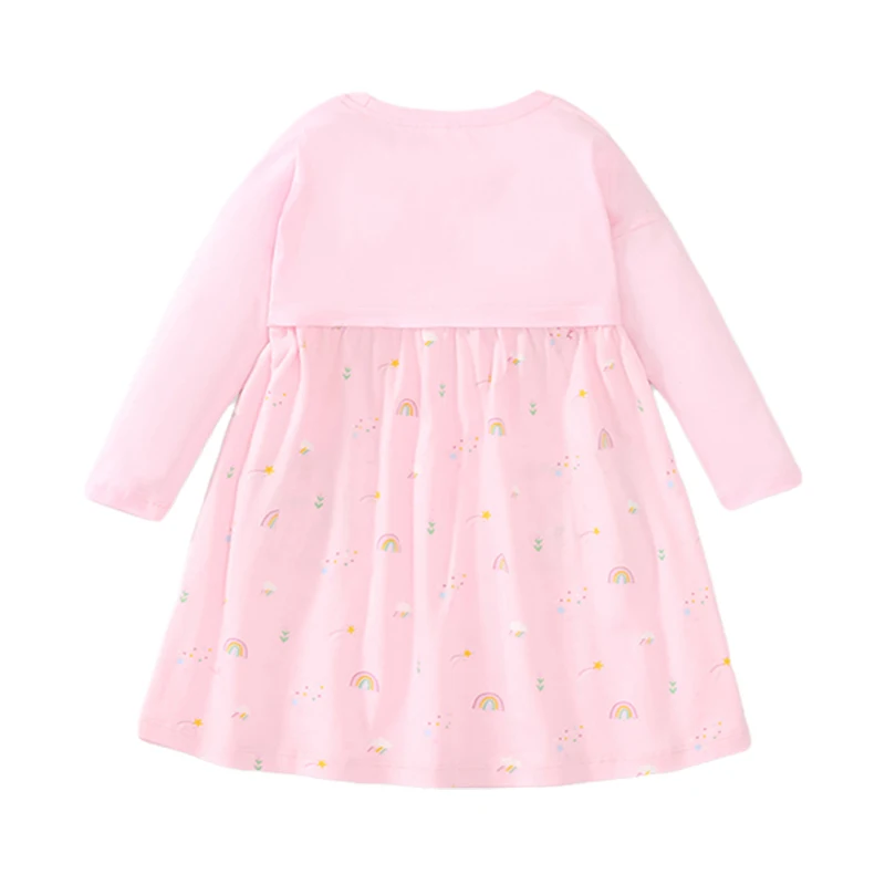 Little maven New Clothing for Girls Dress Kids Pink Autumn Children\'s Clothing Cartoon Long Sleeves Casual Dress Spring