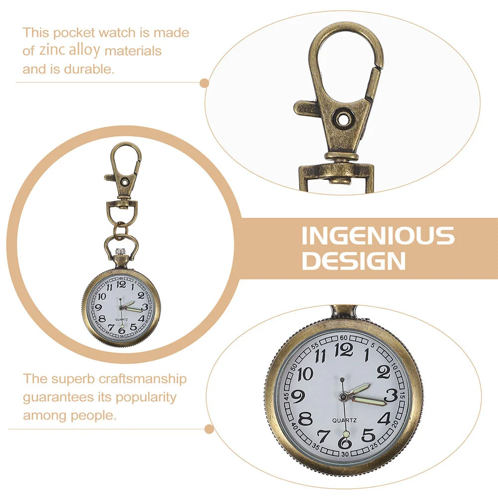 

Portable Nurse Watch Zinc Alloy Big Numbers Keychain Design Durable Professional Elderly Friendly Pocket Watch
