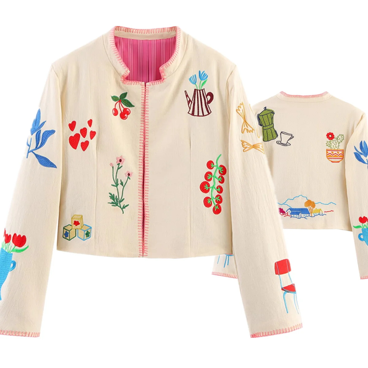 

Maxdutti French-Style Ethnic Flower Embroidery Vintage Jacket For Women Autumn Long-sleeved Cardigan Jacket Ladies