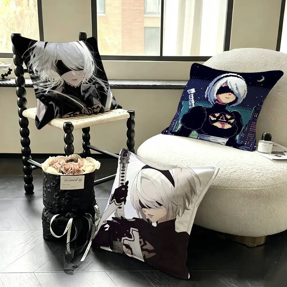 Game N-NieR Automata 2B Square Various Sizes Square Pillow Case For Car Home Bedchamber Decor