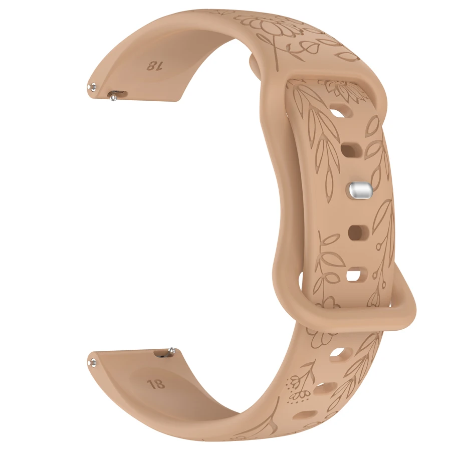 3D Gesneden Bloemen Premium Siliconen Horlogeband Rubberen Horlogeband 18mm 20mm 22mm Universele Horlogeband Vervanging horlogeband