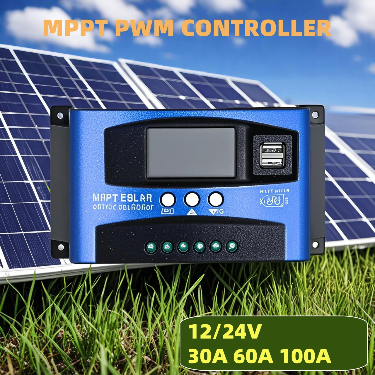MPPT PWM 12V 24V Solar Charge Controller Regulator Dual USB LCD Display Solar Cell Panel Charger with Load For Splar panel board