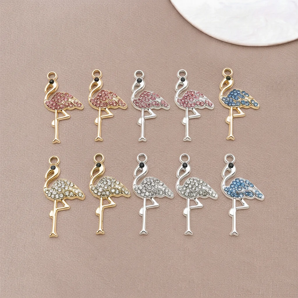 5/10pcs 28x14mm Mix Color Flamingo Charm Enamel Pendant Jewelry Findings Alloy Handmade Necklace Women Earrings Gift Accessory