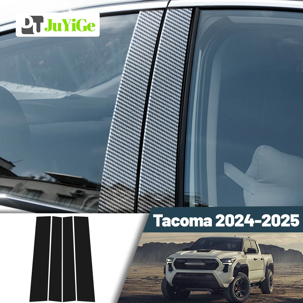 

Glossy Black Carbon Fiber Window Door Deal B C Pillar Post Cover Sticker For Toyota Tacoma 2024-2025