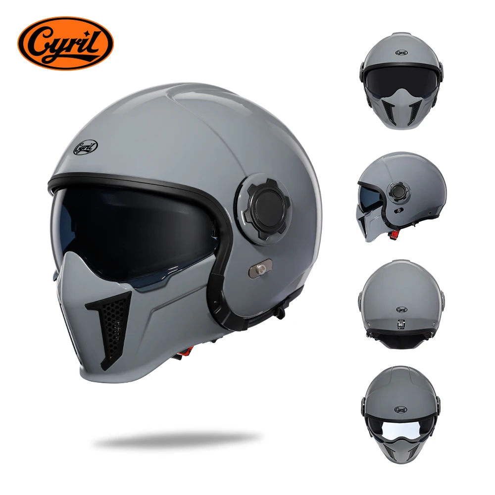 CYRIL Motorhelm Volledige Gezicht Open Helmen 3/4 Mannen Vrouwen Modulaire Dual Vizier Helm Voor Motorfiets ECE DOT Goedgekeurd