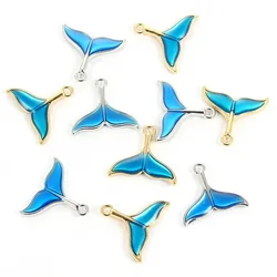 New 10pcs/lot Alloy Enamel Fish Whale Tail Charms Pendant DIY Handmade Bracelet Necklace for Jewelry Making Accessories 18*20mm