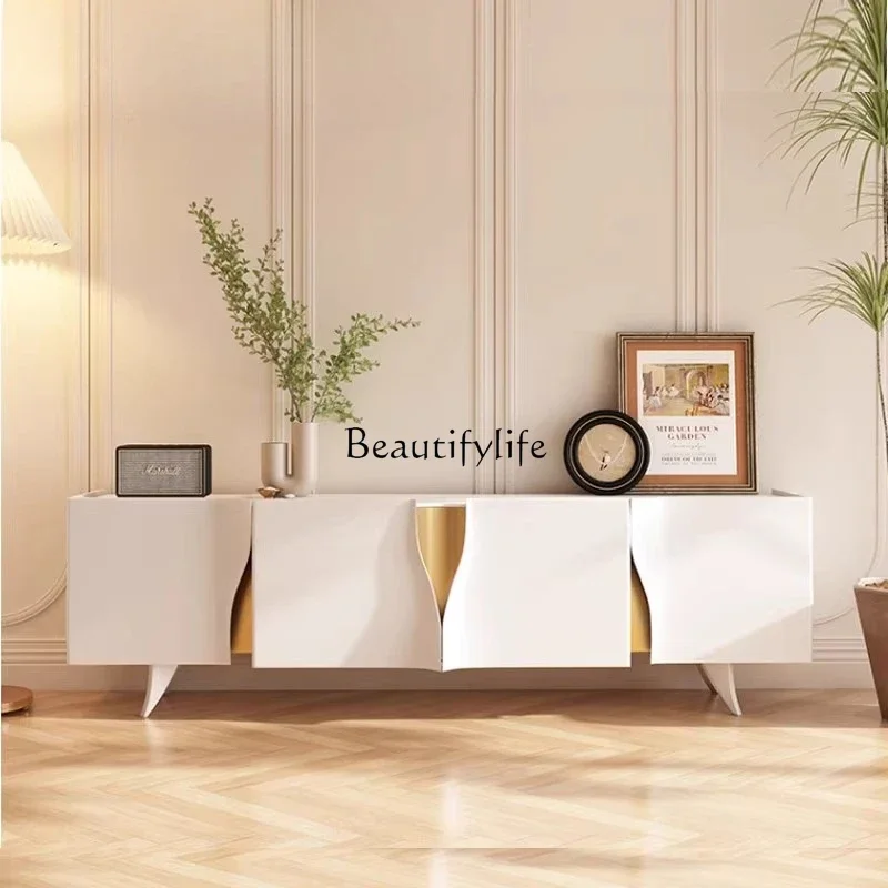 

ld 30Nordic light luxury TV cabinet modern simple living room storage French personalized creative paint low cabinet