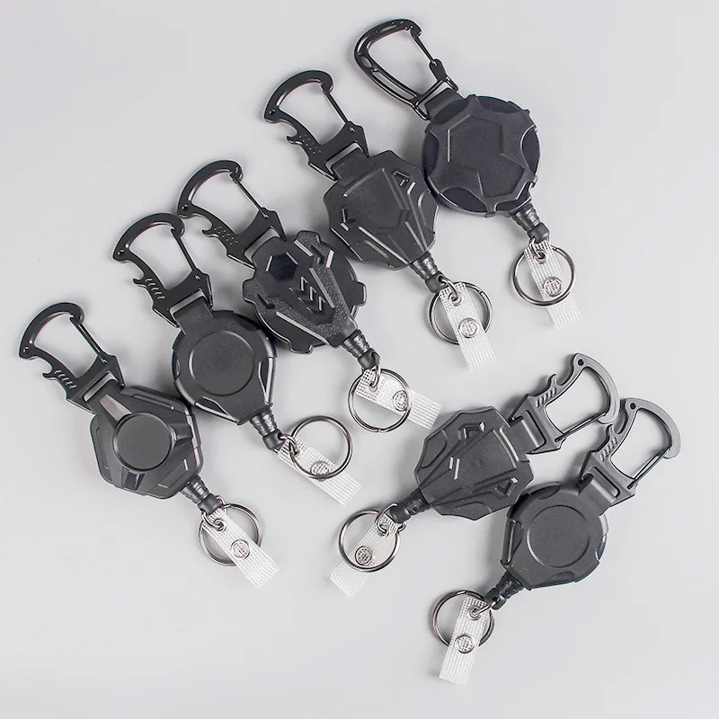 1pc Heavy-duty Multifunctional Retractable Key Reel Anti-theft Design Portable Carabiner Clip