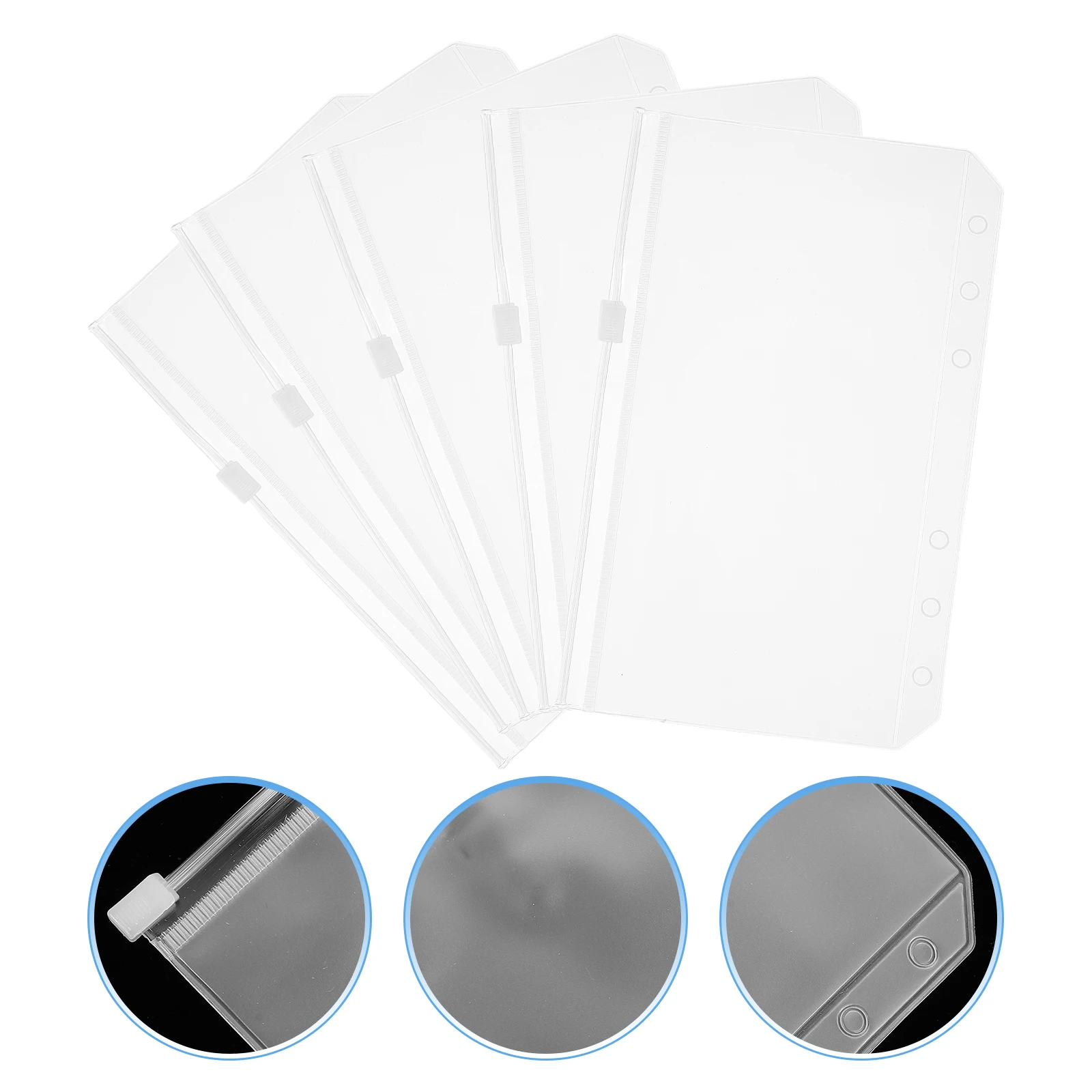 

5 Pcs Loose Leaf Folder Storage Bag Zippered Pouch Pvc Clear Paper Pocket Folders