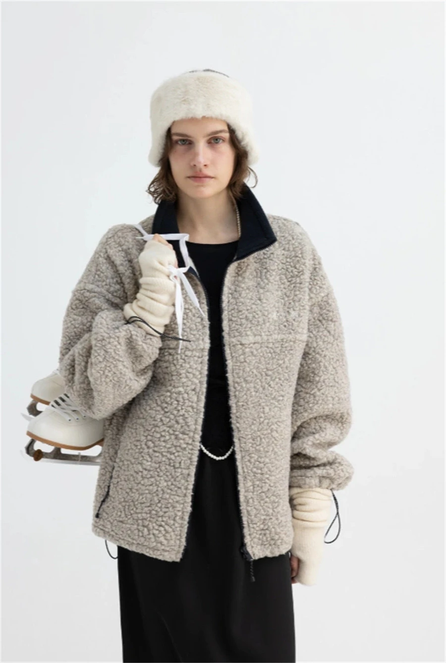 معطف PREON للخريف والشتاء غير رسمي بسحاب وياقة ثابتة من الصوف Fce Jaet Monoha Sle طويل Sve مناسب للتنقل #2