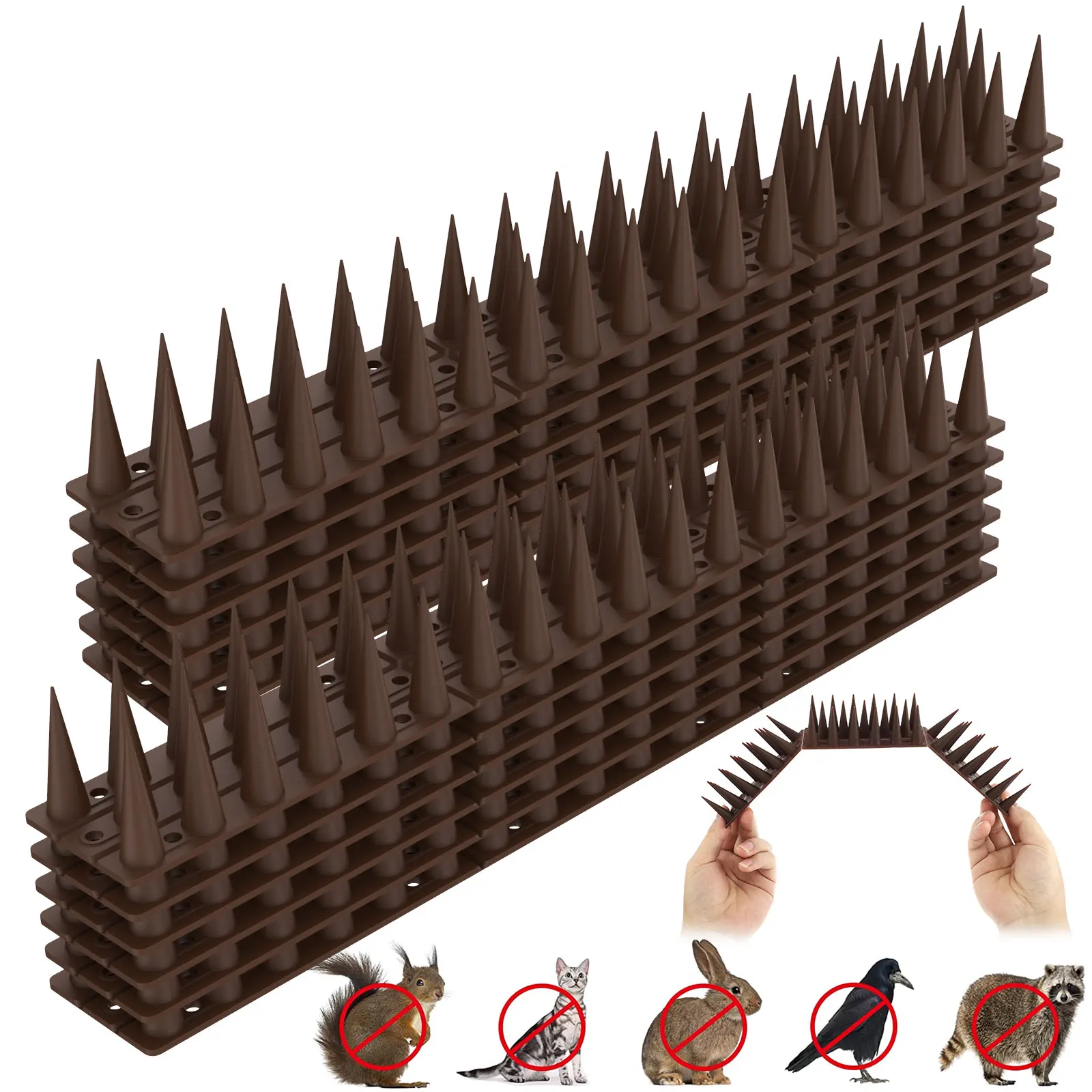 

14Pcs Bird Spikes Outdoor Plastic Security Fence Spikes Bird Repellents Detachable Effective Birds Pigeons Deterrent Spike