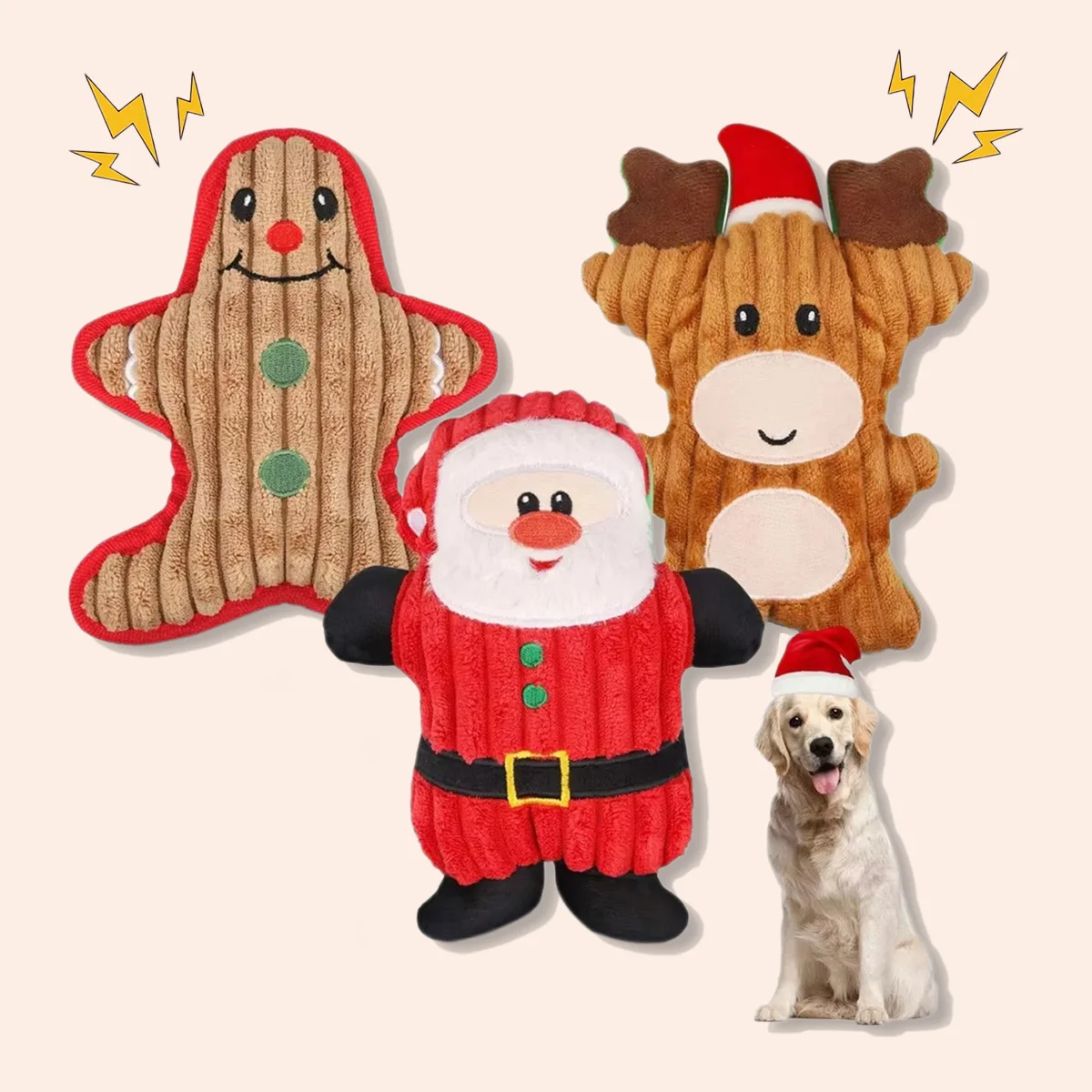 Weihnachts-Haustier-Kauspielzeug zum Schleifen und Reinigen der Zähne, interaktives quietschendes Plüschtier zur Unterstützung der Langeweile, Haustierspielzeug für Hunde