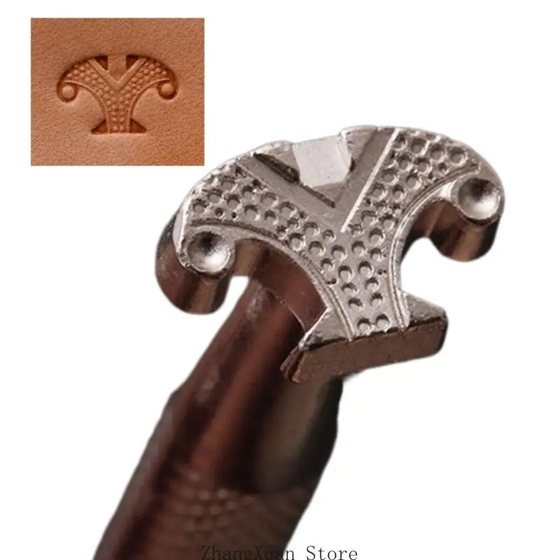 3XUF Lederprägewerkzeug, Metallstempelwerkzeug mit ergonomischem für DIY-Lederhandwerk, Arbeiten, Brieftasche, Gürtel – Detail 4