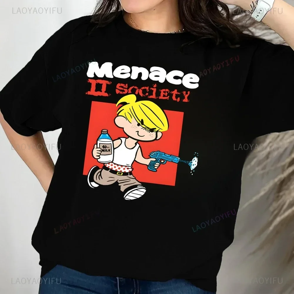 Film MeNACe SOCIEtY 2 Printed T-shirt Top Neutral Trend Harajuku Short Sleeved Unisex Shirt Graphic Large T-shirt