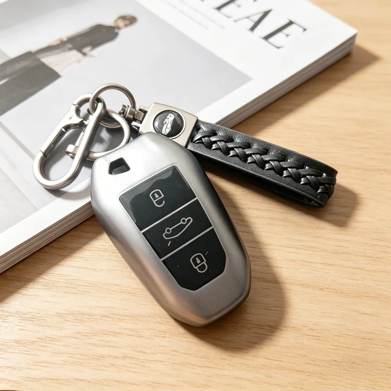 ICAR Graue TPU-Schlüsselhülle für Peugeot 3008 5008 208 308 408 508 307 Citroen C1 C3 C4 C5 Grand Picasso DS3 Autoschlüssel-Etui Schlüsselanhänger-Tasche – Detail 4