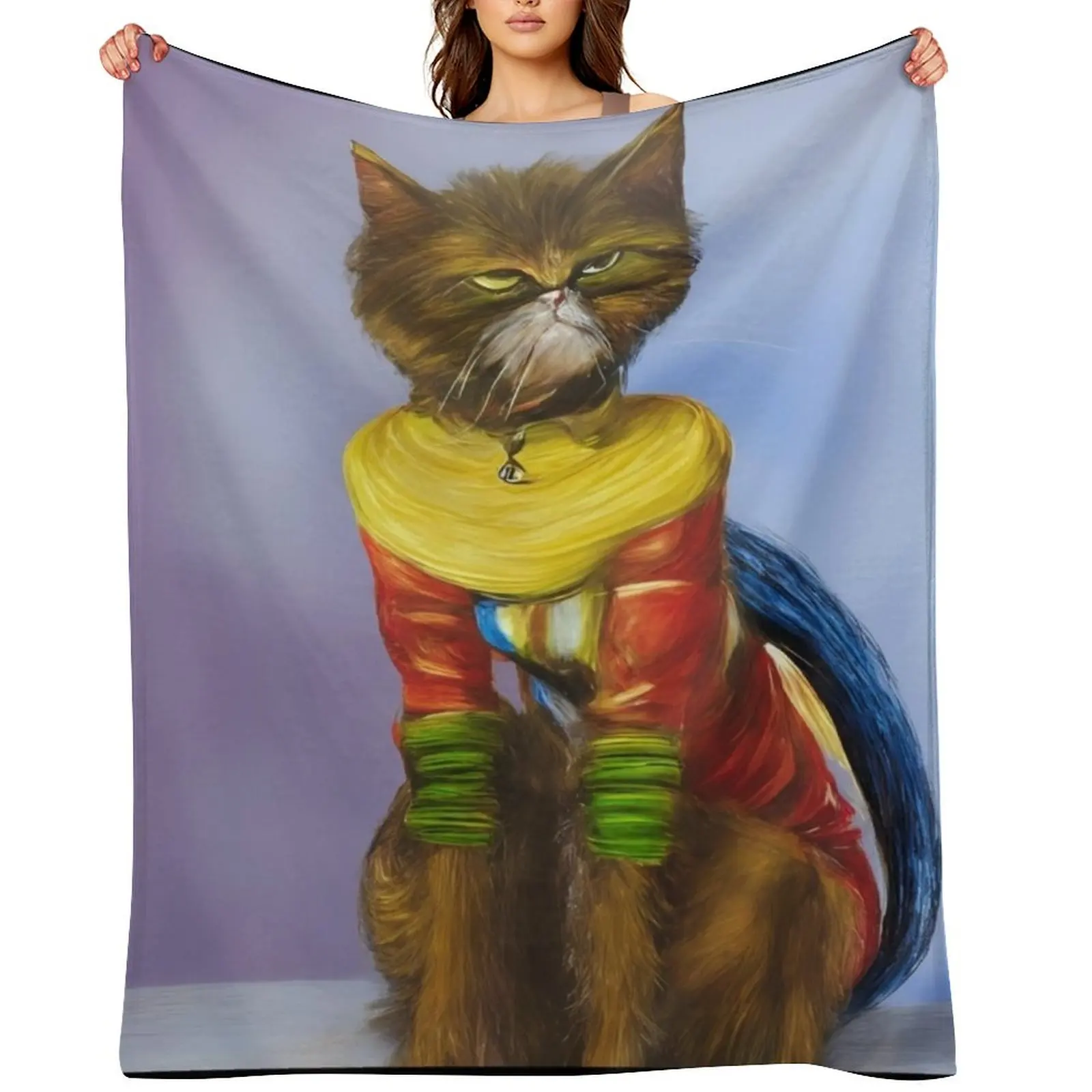 

This little cat is not amused. Throw Blanket Soft for sofa Decorative Sofas Luxury Designer Blankets