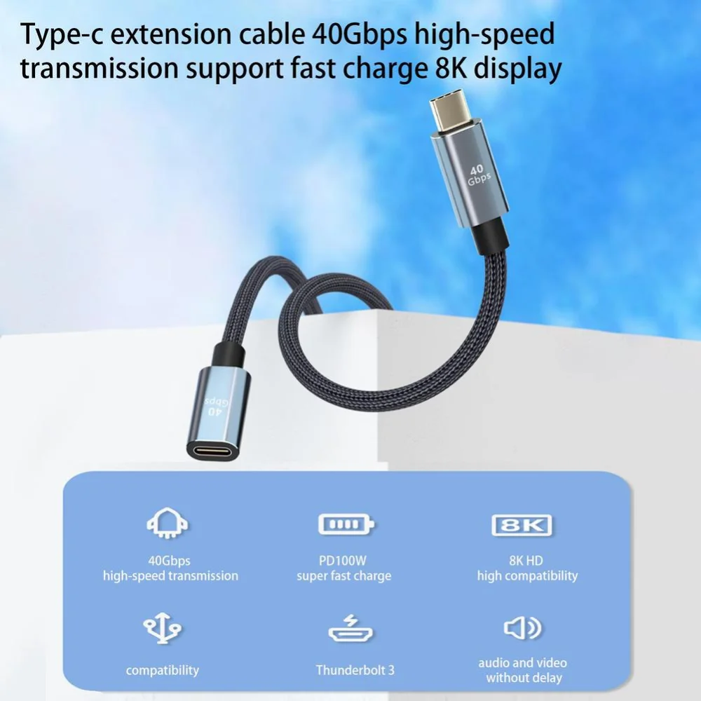 Nku USB4 Type-C Extension Cables USB C Male-to-Female Extender 40Gbps Data Transfer 100W Charging Cable for PC Laptops Monitor